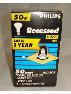 BNWT Philips Recessed Flood 50 Watt Indoor 2 1/2” Diameter R20 Light Bulb